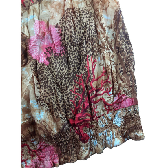 Lane Bryant Womens Tan Multi Print Silk Blend Sleeveless Racerback Tank 22 - Picture 3 of 5